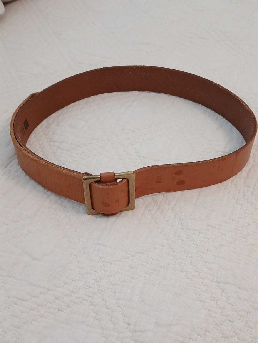 Leather Belt With Brass Buckle - Picture 3 of 8